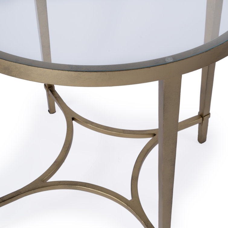 Monica Gold Metal and Glass Oval End Table