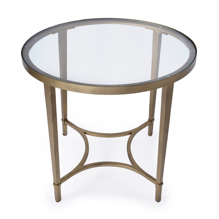 Monica Gold Metal and Glass Oval End Table