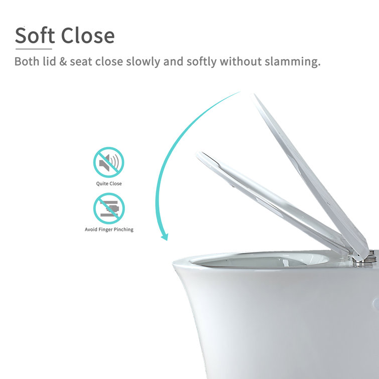 Glossy White Ceramic Elongated Wall Mounted Toilet with Soft Close Seat