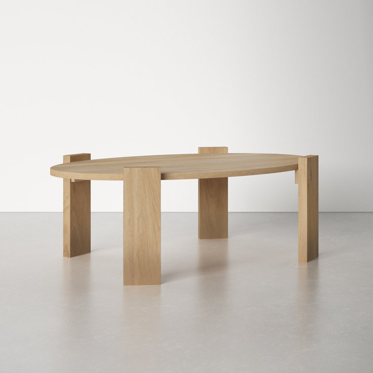 Light Brown Mango Wood Oval Coffee Table