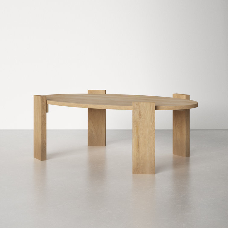 Light Brown Mango Wood Oval Coffee Table