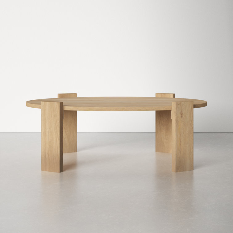 Light Brown Mango Wood Oval Coffee Table