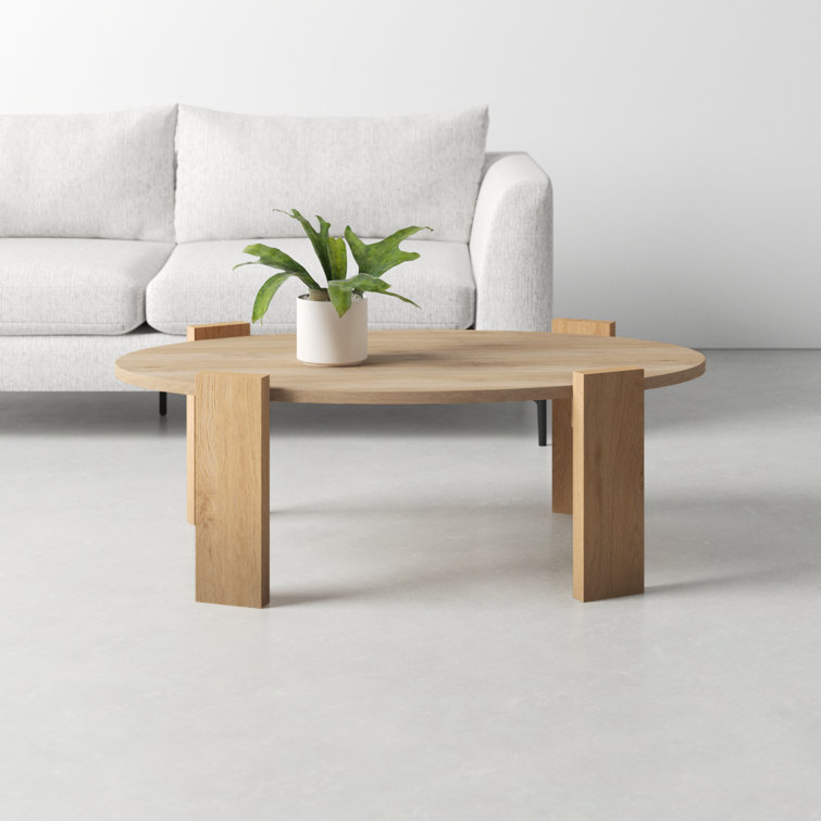 Light Brown Mango Wood Oval Coffee Table
