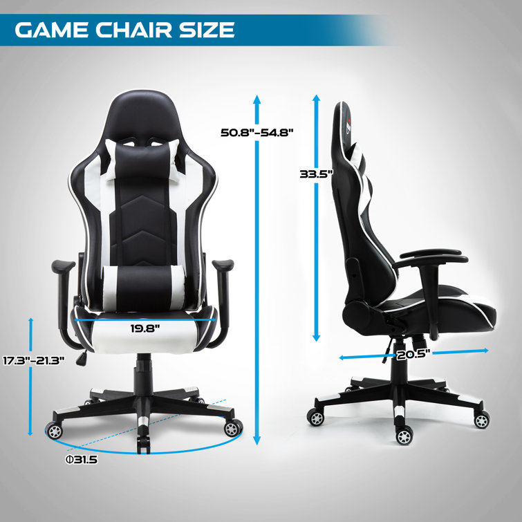 Classic Swivel Gaming Chair with Cushioned Faux Leather, White