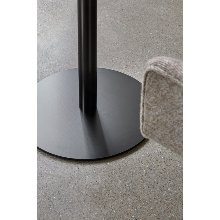 Round Black Stained Oak and Marble Extendable Dining Table