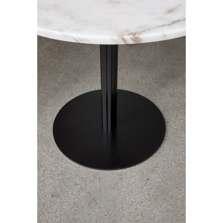 Round Black Stained Oak and Marble Extendable Dining Table