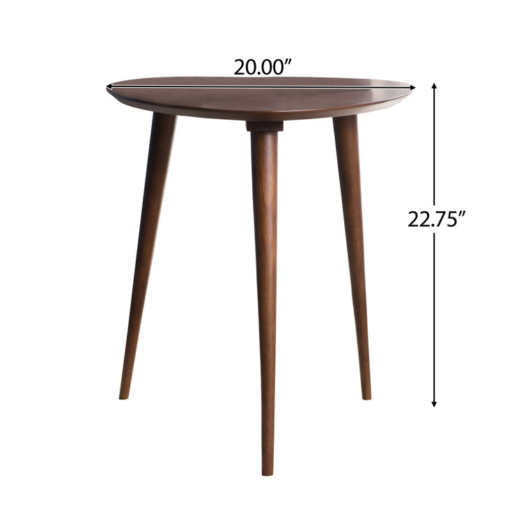 Midcentury Triangular Walnut Wood End Table