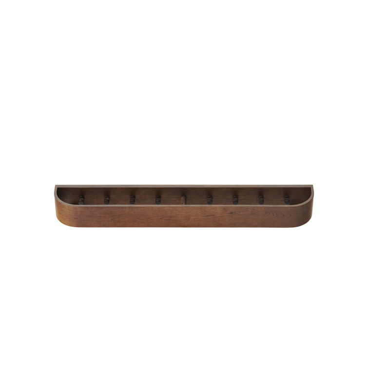Epoch Dark Stained Oak Wall Mounted Coat Rack with Shelf