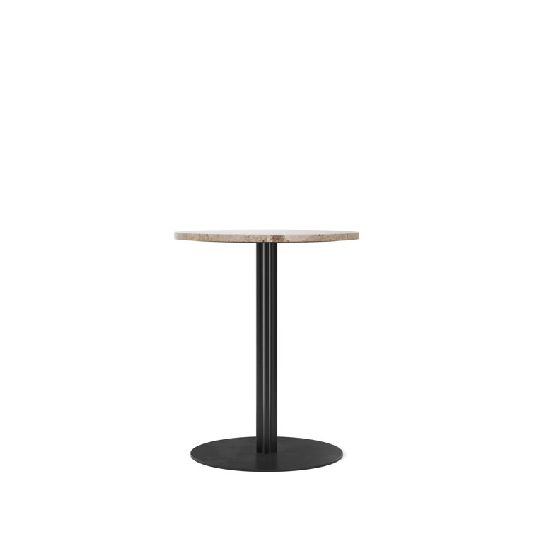 Round Black Stained Oak and Marble Extendable Dining Table