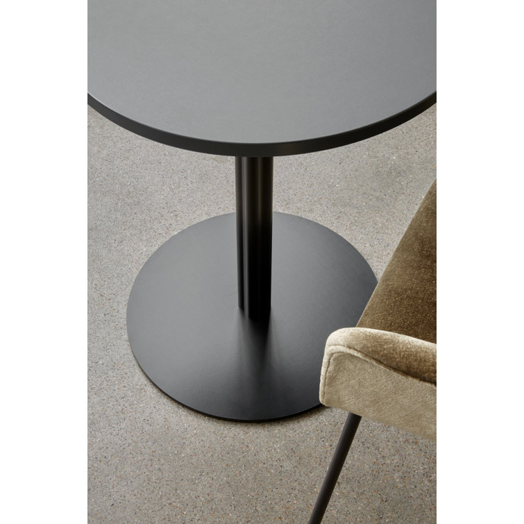Round Black Stained Oak and Marble Extendable Dining Table