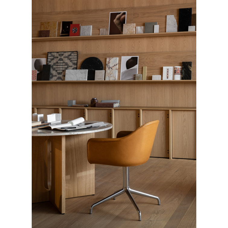 Cognac Leather and Aluminum Task Chair