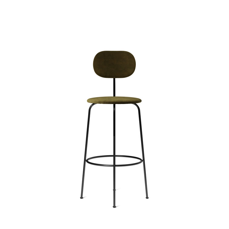 Afteroom Plus Dakar Black Genuine Leather Bar Chair with Steel Frame