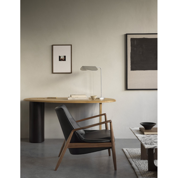 Natural Oak Eclipse Desk with Drawer and Metal Base