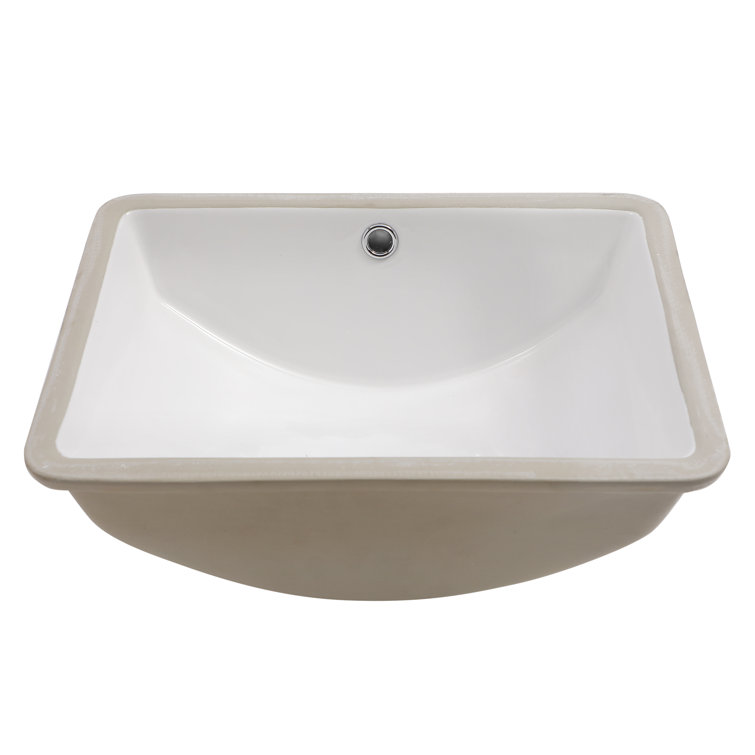 18.5" x 14" White Ceramic Rectangular Undermount Bathroom Sink