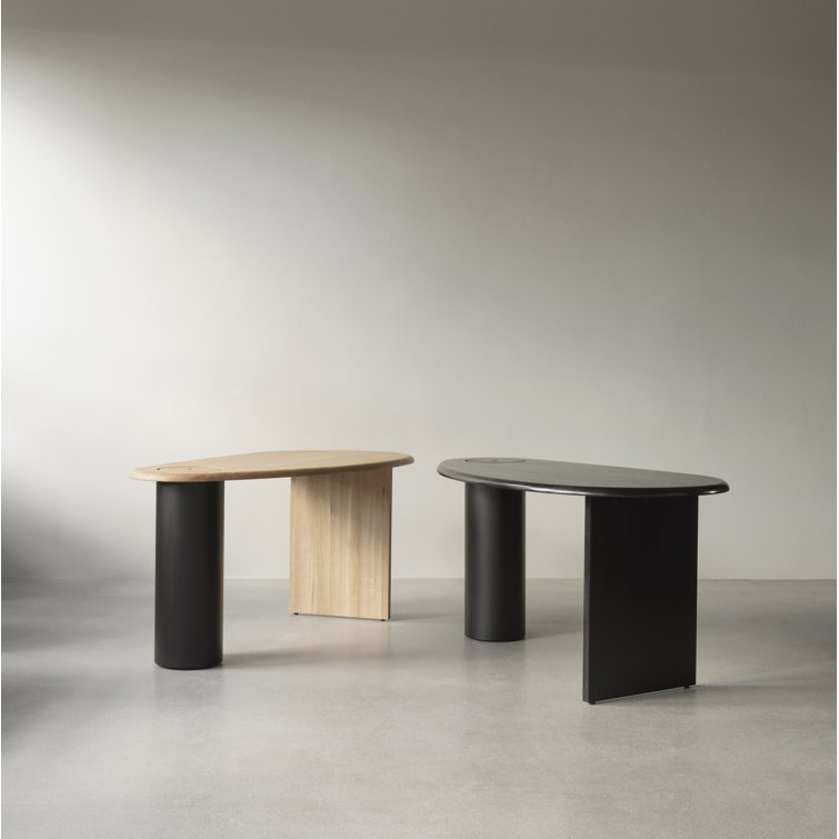 Natural Oak Eclipse Desk with Drawer and Metal Base