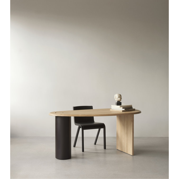 Natural Oak Eclipse Desk with Drawer and Metal Base