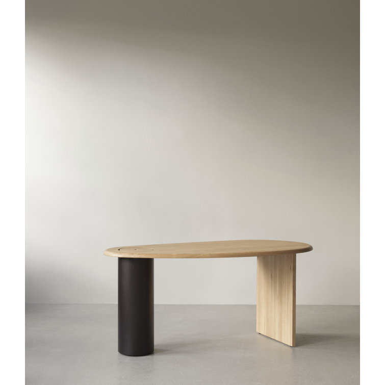 Natural Oak Eclipse Desk with Drawer and Metal Base