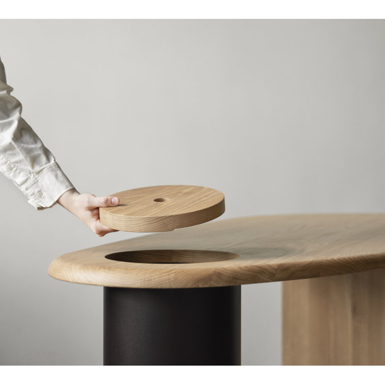 Natural Oak Eclipse Desk with Drawer and Metal Base
