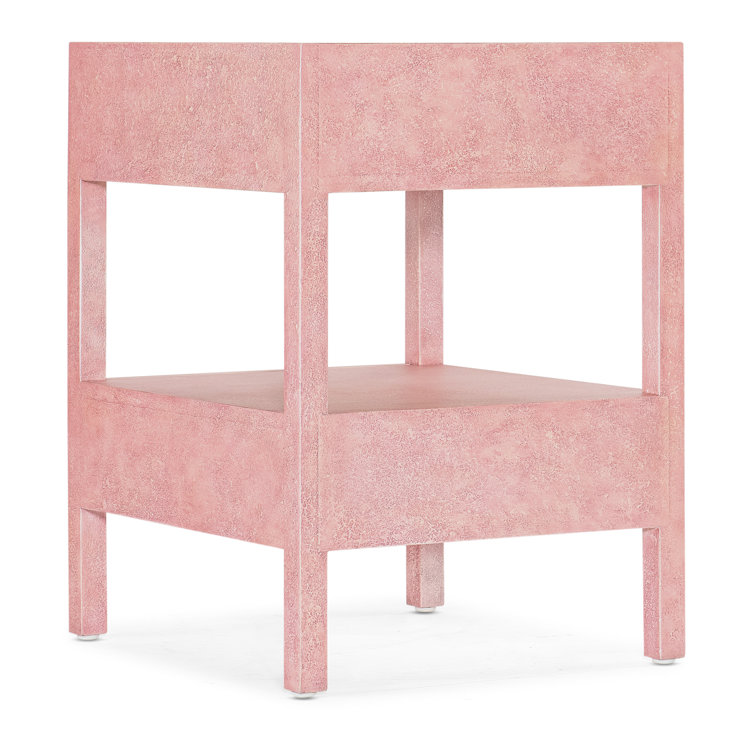 Pink Glam Wood 2-Drawer Rectangular End Table