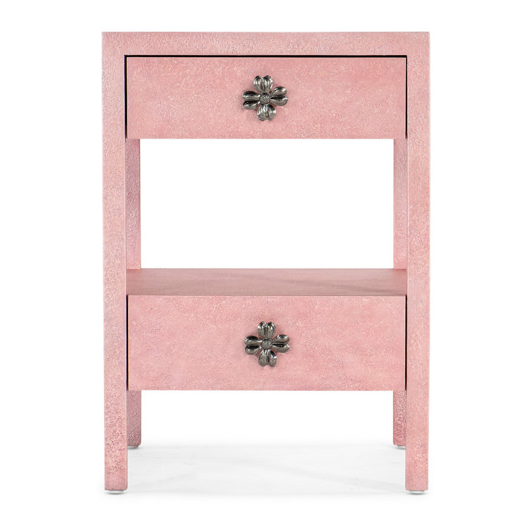 Pink Glam Wood 2-Drawer Rectangular End Table