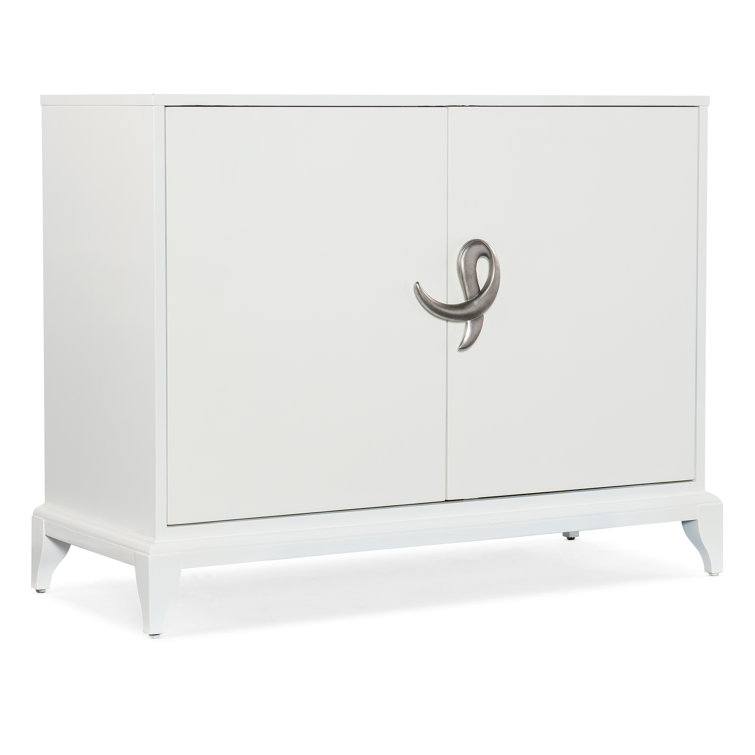 White Maple Veneer 46'' Glam Chest with Pewter Hardware