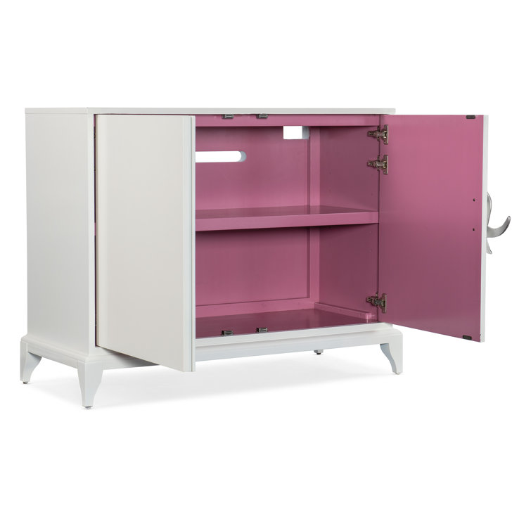 White Maple Veneer 46'' Glam Chest with Pewter Hardware