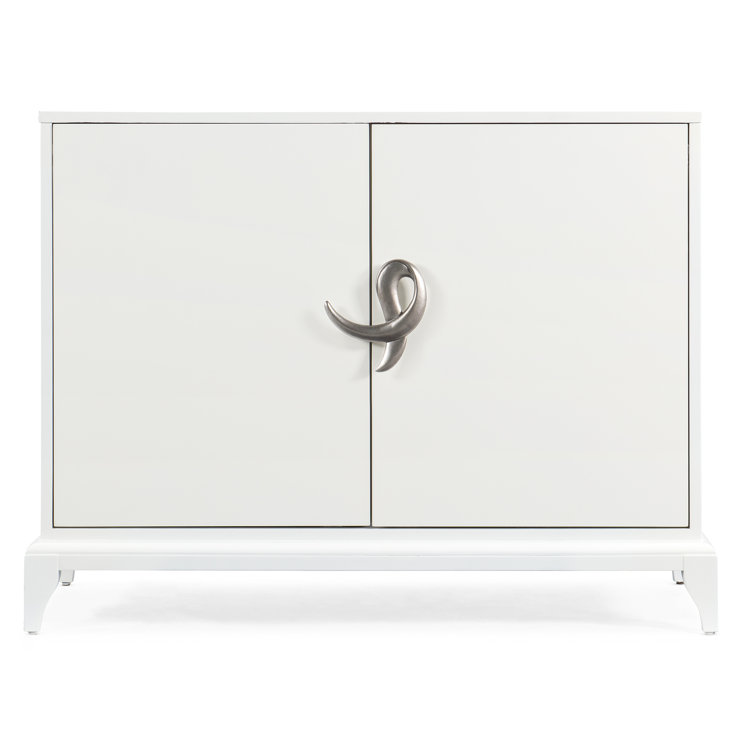 White Maple Veneer 46'' Glam Chest with Pewter Hardware