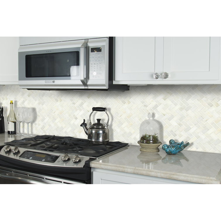 Greecian White Herringbone Polished Marble Mosaic Tile