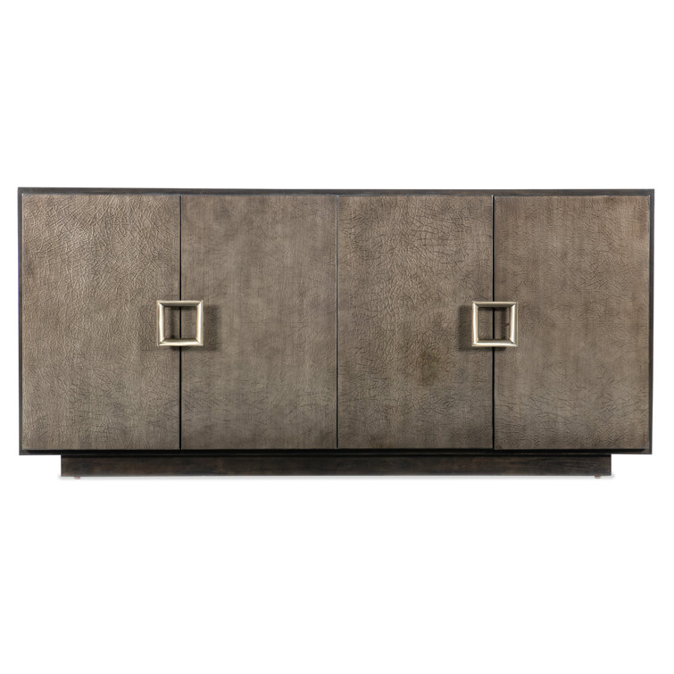 Transitional Black/Brown Four-Door Entertainment Credenza with Cabinet