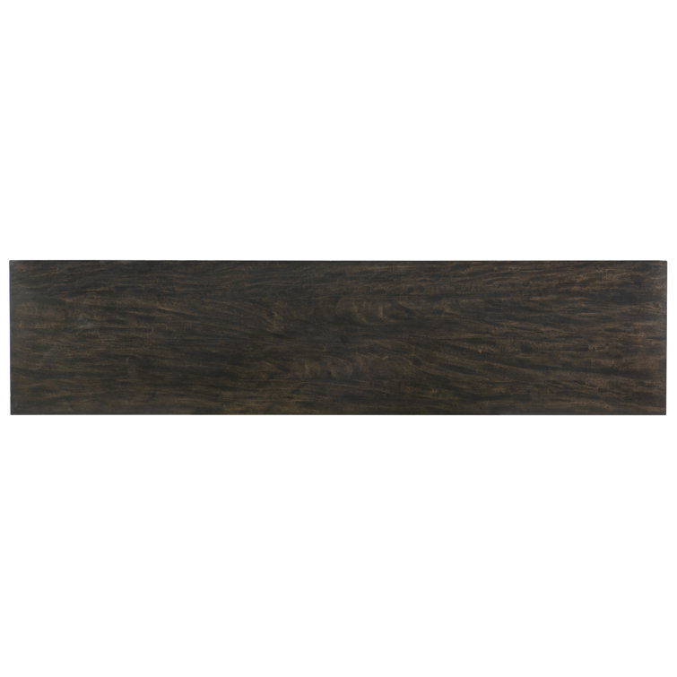 Transitional Black/Brown Four-Door Entertainment Credenza with Cabinet