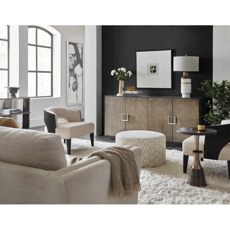 Transitional Black/Brown Four-Door Entertainment Credenza with Cabinet