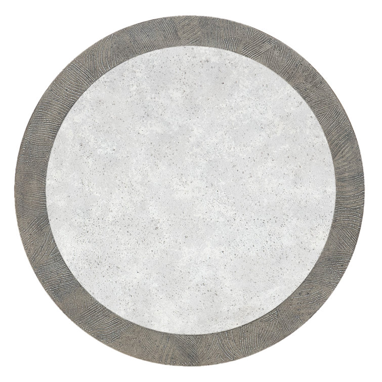 Gray Transitional Round Wood and Stone End Table