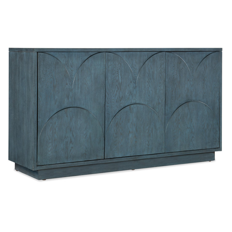 Blue Transitional Media Console with Cabinet