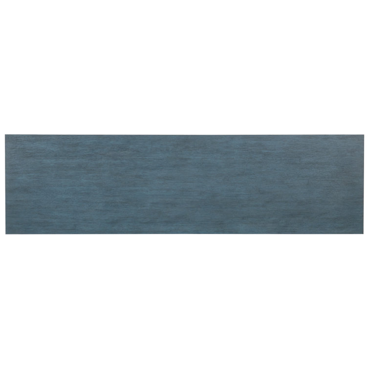 Blue Transitional Media Console with Cabinet