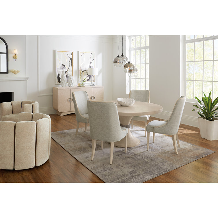 Cream Transitional Oak Veneer 72'' Sideboard with Faux Metal Accents