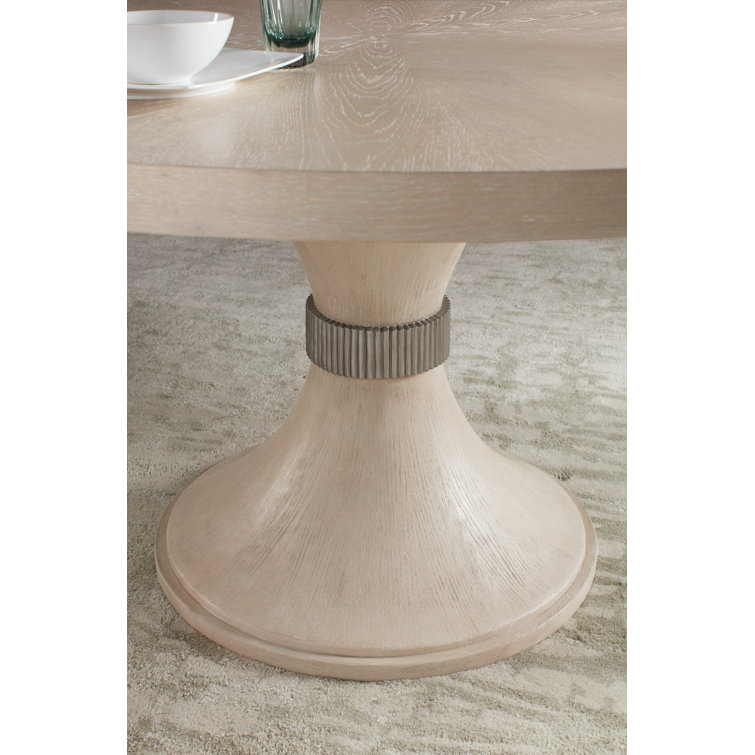 Cream Oak Veneer Round Extendable Dining Table