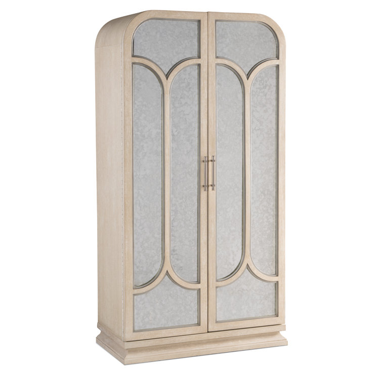 Cream Walnut Transitional Armoire with Mirror