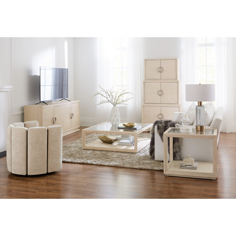 Cream Transitional Rectangular Wood and Metal End Table