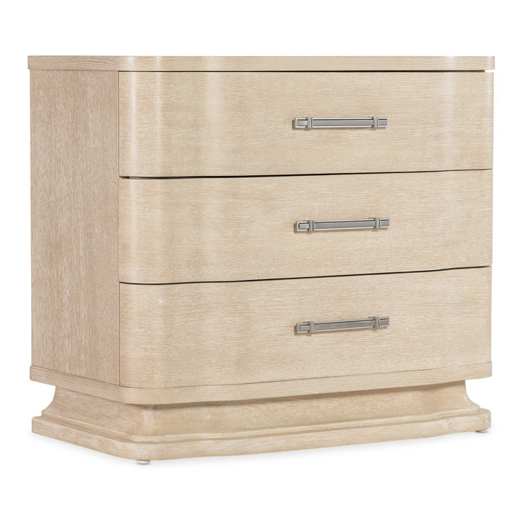 White Transitional 3-Drawer Nightstand with Metal Pulls