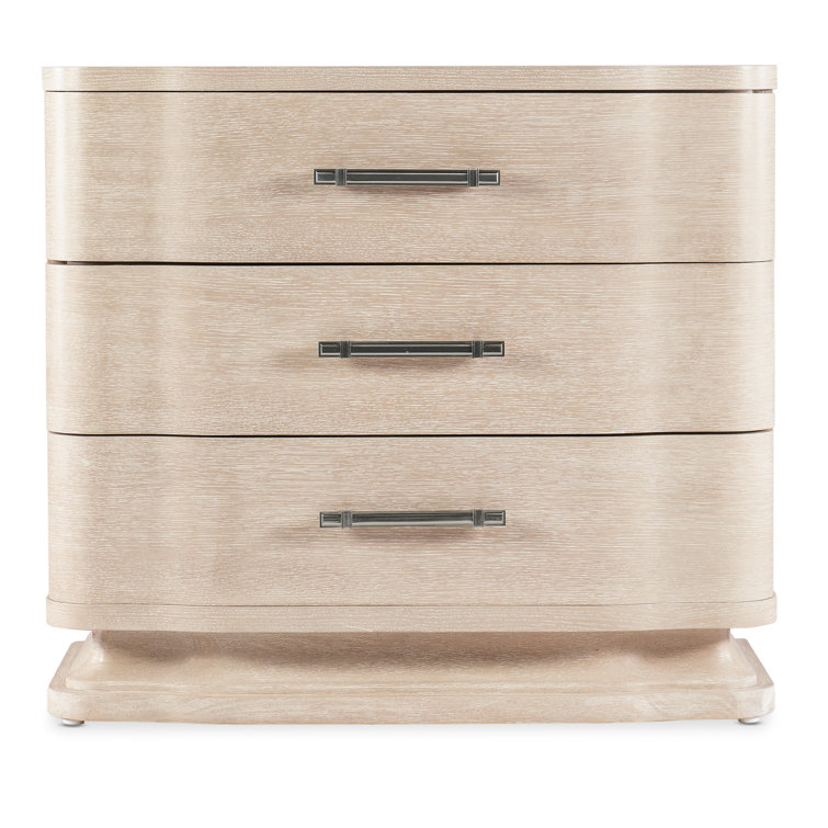 White Transitional 3-Drawer Nightstand with Metal Pulls