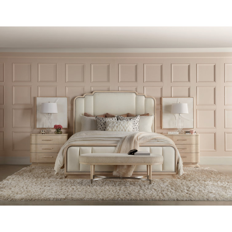 White Transitional 3-Drawer Nightstand with Metal Pulls