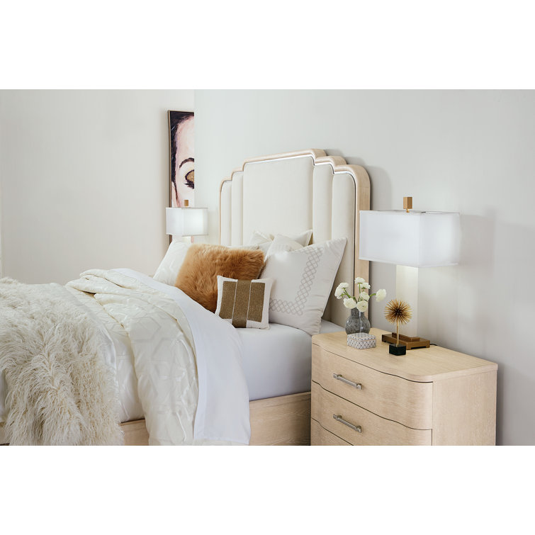 White Transitional 3-Drawer Nightstand with Metal Pulls