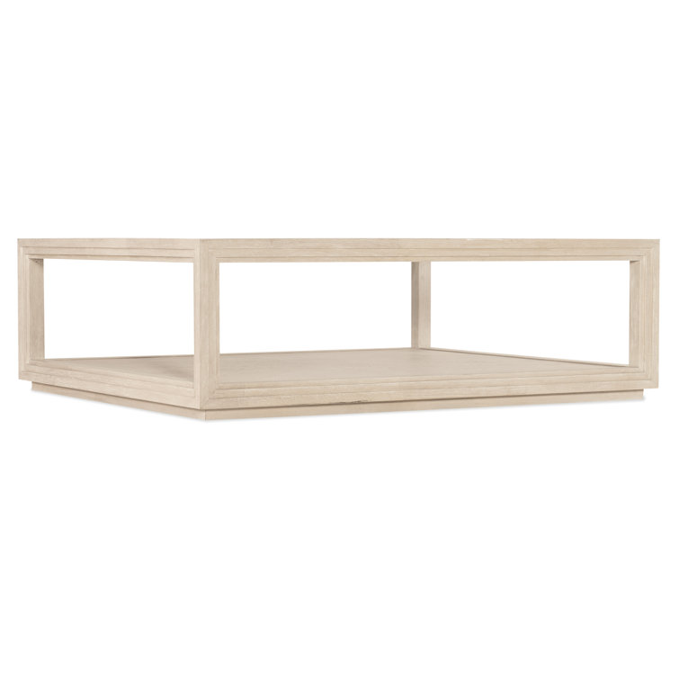 Cream Rectangular Wood and Glass Coffee Table with Storage