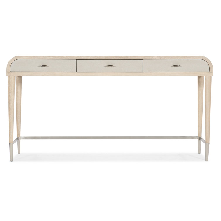 Cream Oak Veneer and Metal Console Table with Storage