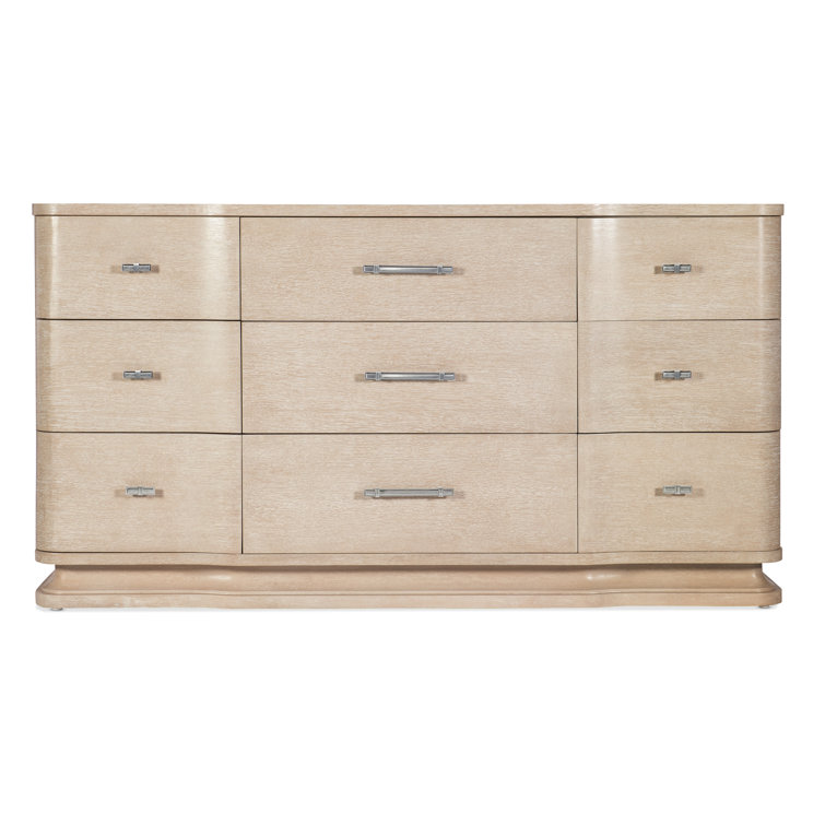 Cream Light Wood 9-Drawer Dresser with Soft Close