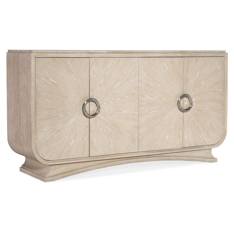 Cream Transitional Oak Veneer 72'' Sideboard with Faux Metal Accents