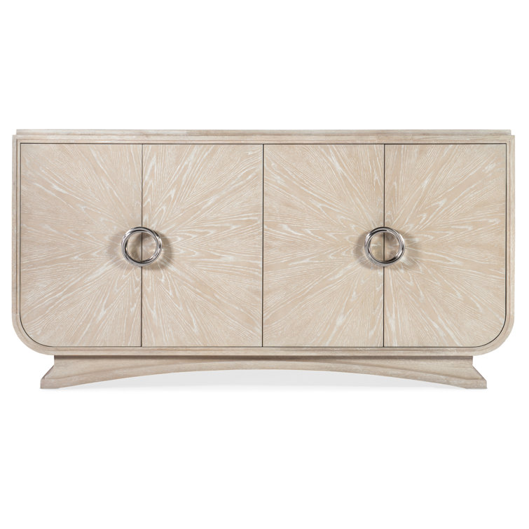 Cream Transitional Oak Veneer 72'' Sideboard with Faux Metal Accents
