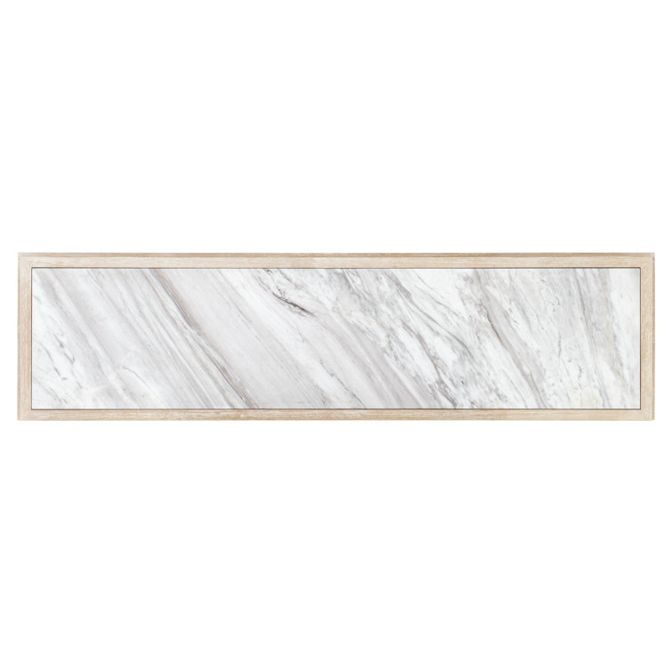 Cream Transitional Oak Veneer 72'' Sideboard with Faux Metal Accents