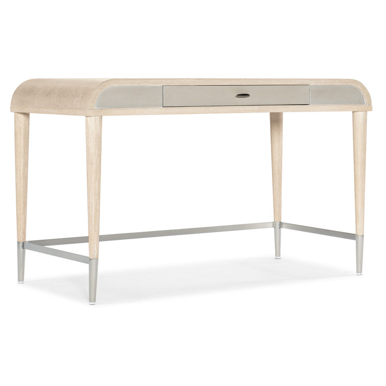 Cream Oak Veneer Transitional Writing Desk with Drawer