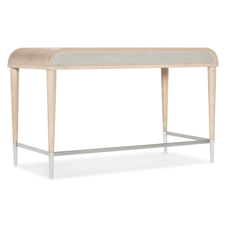 Cream Oak Veneer Transitional Writing Desk with Drawer